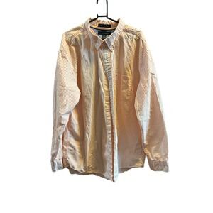 Tommy Hilfiger Mens Academy Poplin Striped Button Down Shirt Orange XXL